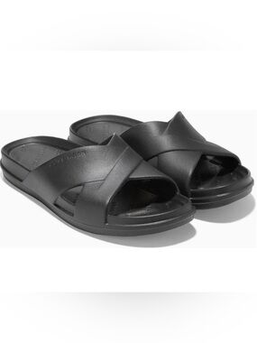 Cole Haan Findra Black Crisscross Pool Slide Sandals New In Box